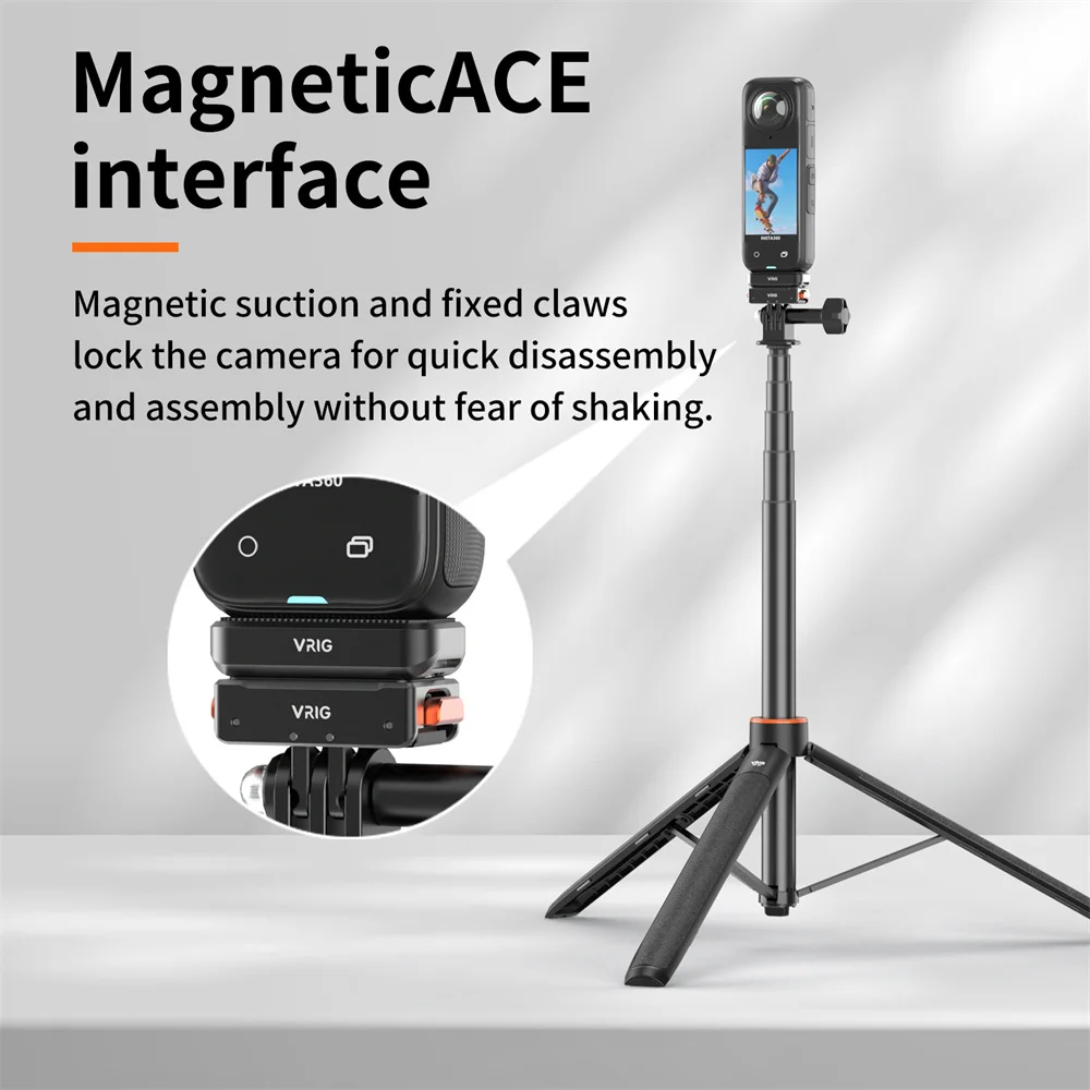 VRIG Magnetic Quick Release Adapter Base for Insta360 X4 Action Camera Tripod Adapter Plate w 1/4 Mount/ Magnet ACE Interface