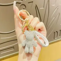 Creative Internet Celebrity Diamond-Encrusted Bear Keychain, Cute and Exquisite Full-Diamond Bear Car Key Bag Pendant