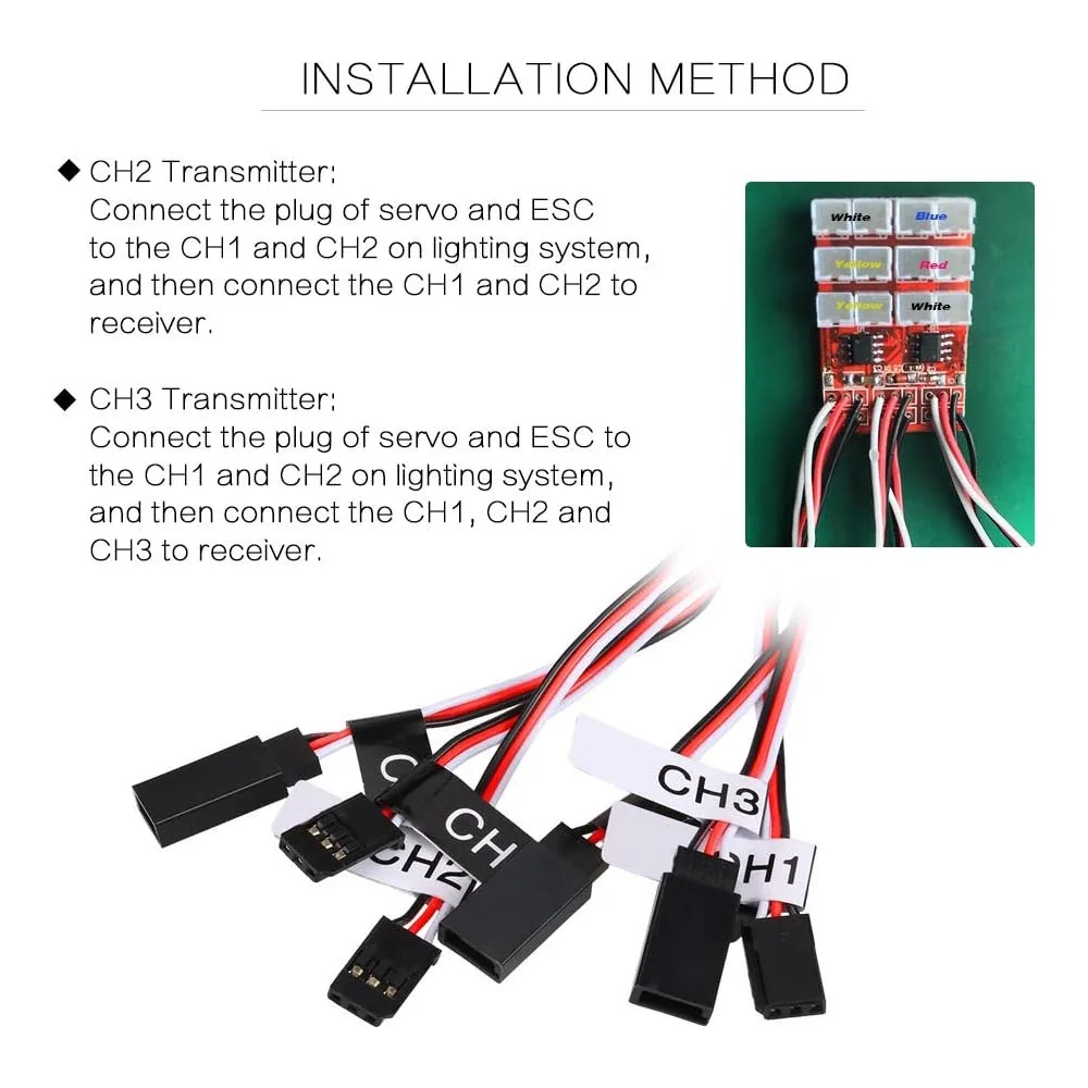 Kit di illuminazione RC a 12 LED per sterzo/freno/Flash di simulazione intelligente per auto RC in scala 1/10 Yokomo Tamiya HSP HPI AXIAL RC4WD Traxxas