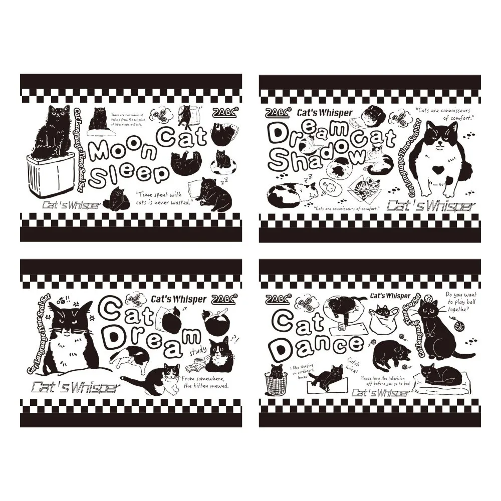 8pcs New Wooden Stamp Set DIY Crafts Stationery Supplies Hand Carved Stamps Cartoon Cat Journal Stamps for Children