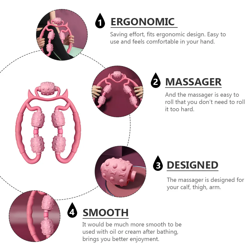 

1pc Rolling Massager For Leg Calf Muscle Relaxation Ergonomic Deep Tissue Massage Tool Fitness Recovery Roller Handheld Muscle