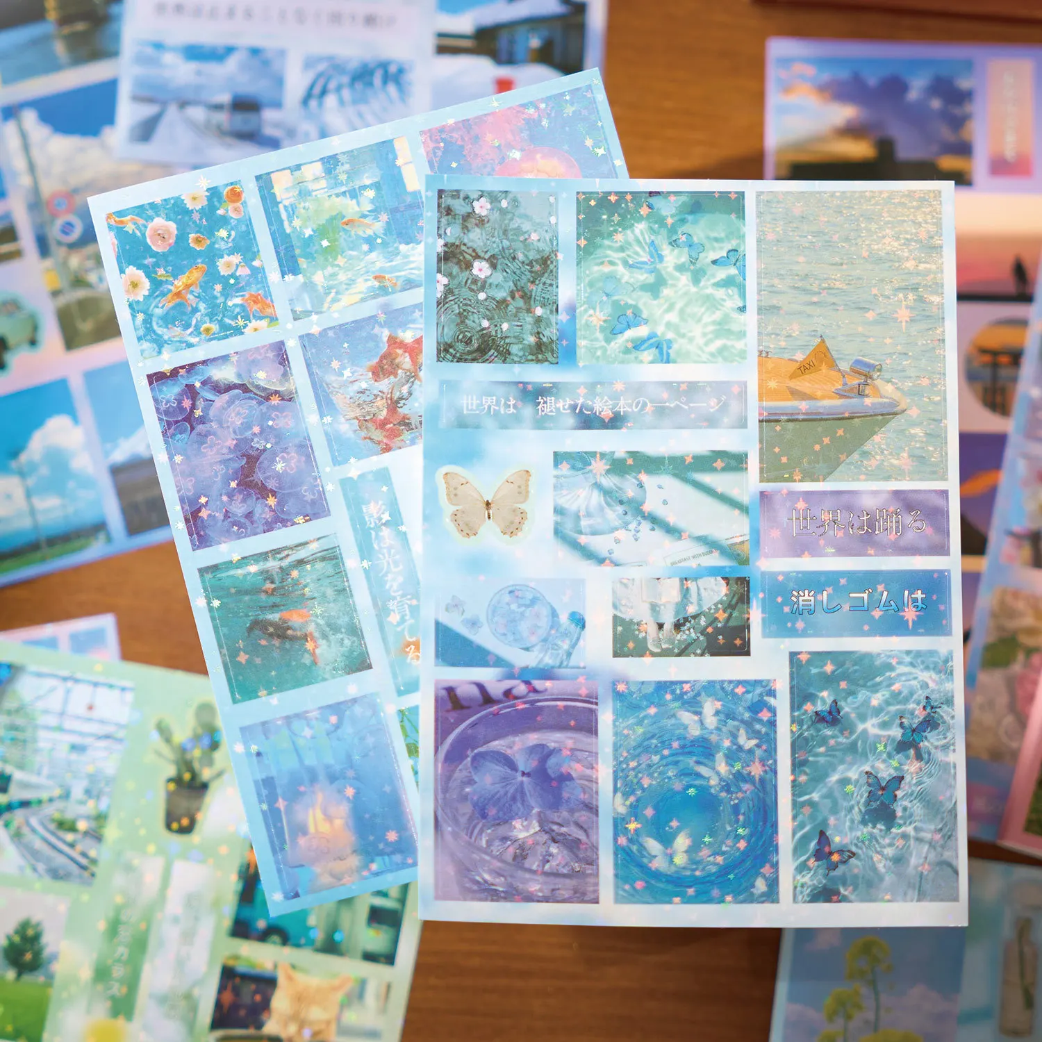 JCAC Paquete de 20 Hojas de Pegatinas Troqueladas A6: Serie Fragmentos Románticos – Pegatinas Decorativas de Estilo Retro Japonés para Bullet Journal