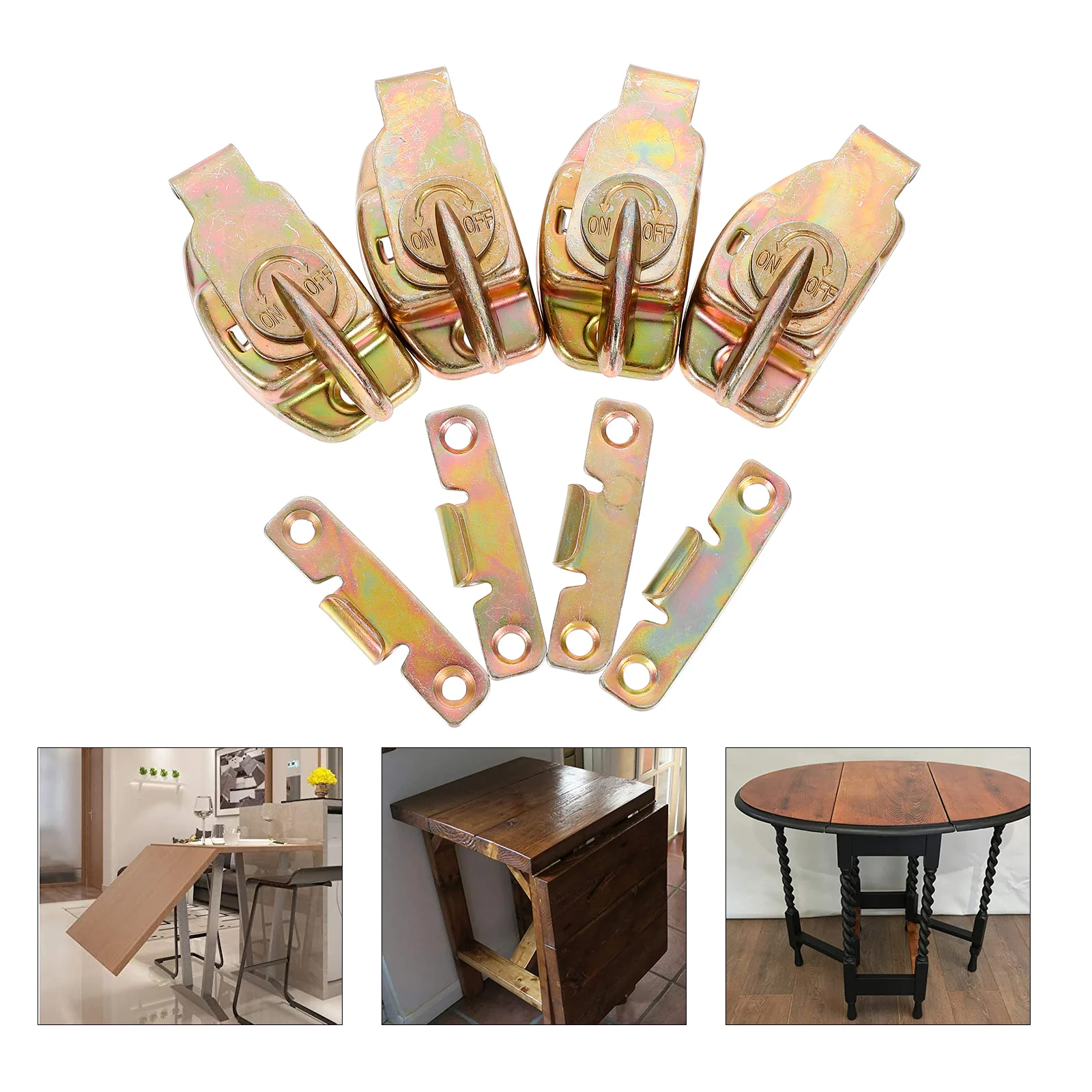 

4Pcs Quick Mount Table Buckles Iron Table Locks Expandable Leaf Locks Dining Table Connectors Cabinet Door Clasps