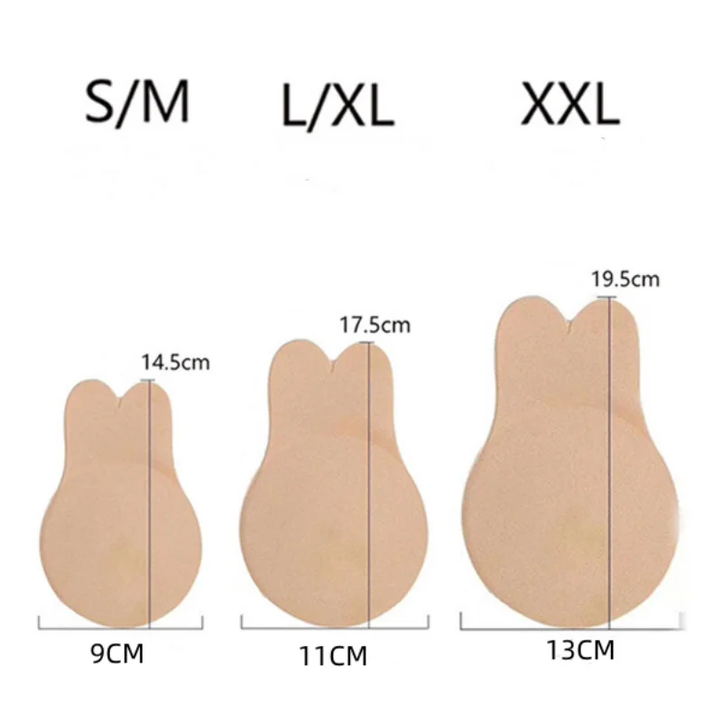 Penutup telinga kelinci yang dapat digunakan kembali, tempelan payudara menempel sendiri Bra tidak terlihat silikon olahraga pakaian dalam tempel dada Push-up