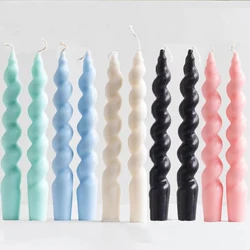 Velas de Pilar trenzado para decoración del hogar, vela larga en espiral de aromaterapia, color negro, suministros al por mayor, 2 piezas