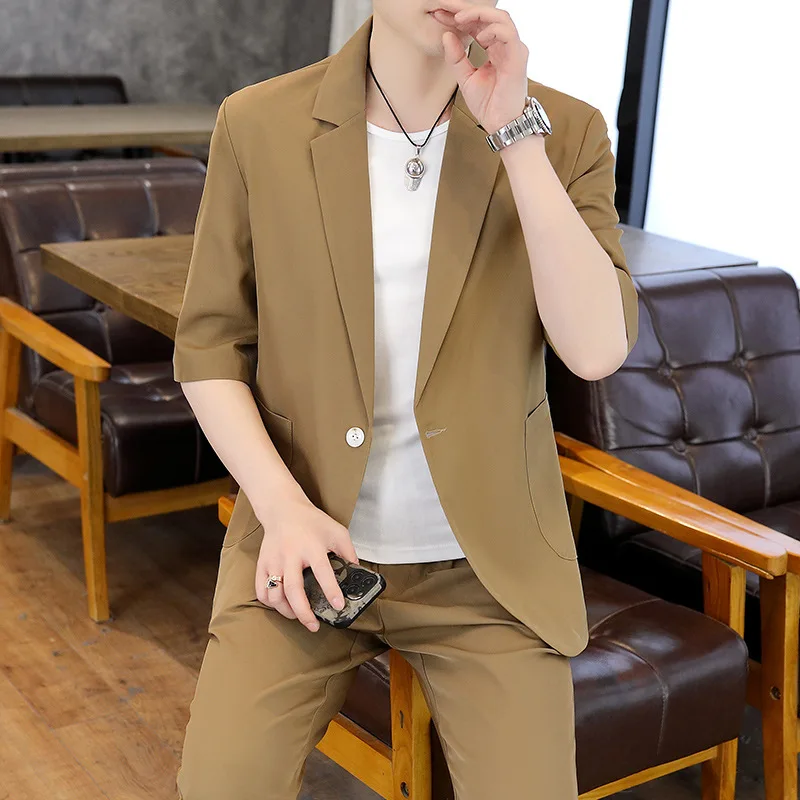 E1499-Men's casual summer suit, loose fitting jacket