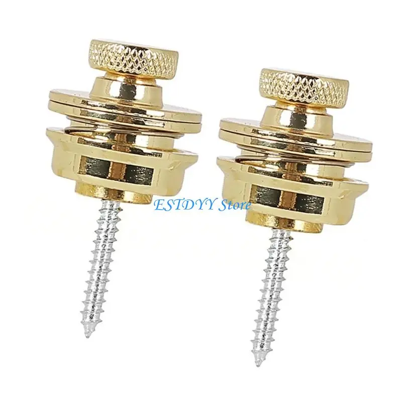 G6DE 2 Pack Guitar Strap Lock Button Nonlip Guitars Handling Part Metal Texture Suitable for Various Guitars and Bass Strap