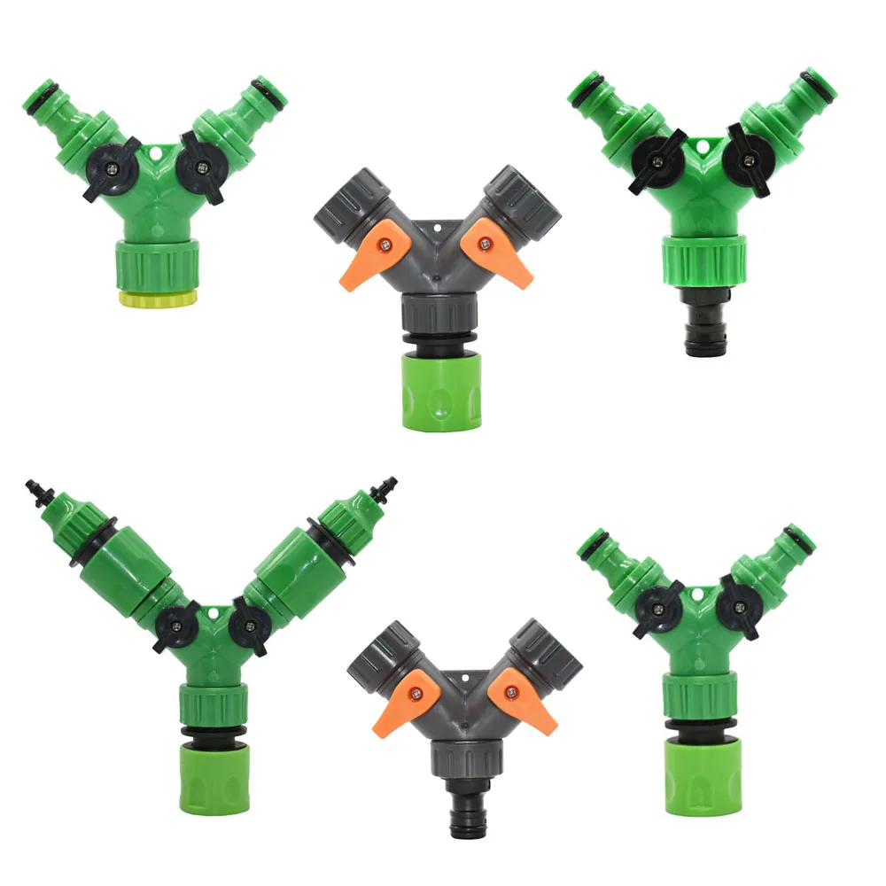 Y-2way Garden Hose Water Splitter 2-Way Garden Tap Irrigation Valve Y Type Watering  Switch Controller 1/2
