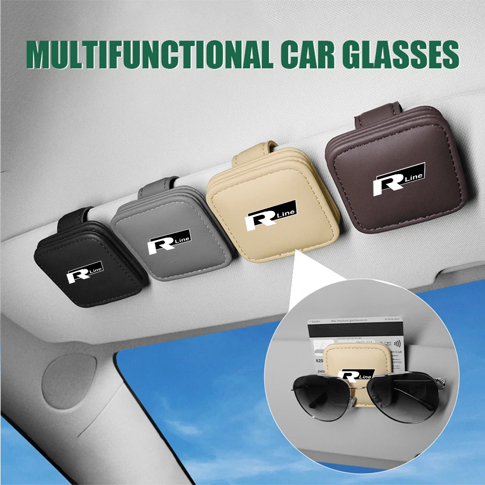 Car Glasses Holder Sun Visor Sunglasses Clip Card Holders Stand Case Auto Accessories For Volkswagen R line Tiguan Touareg Polo