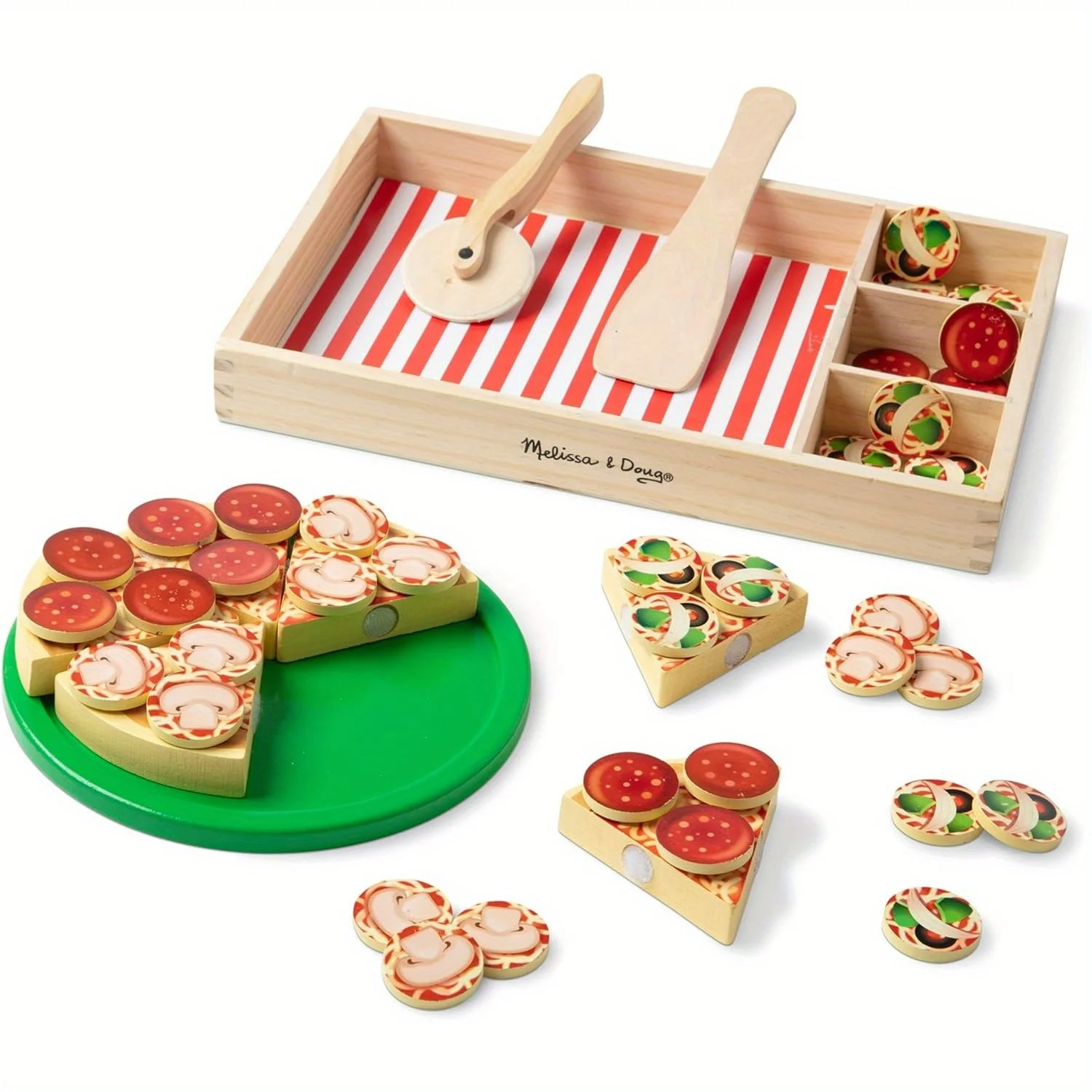 Wooden simulation pizza children play house boy girl cake dessert cut cut music fruit and vegetable cognition wooden toy