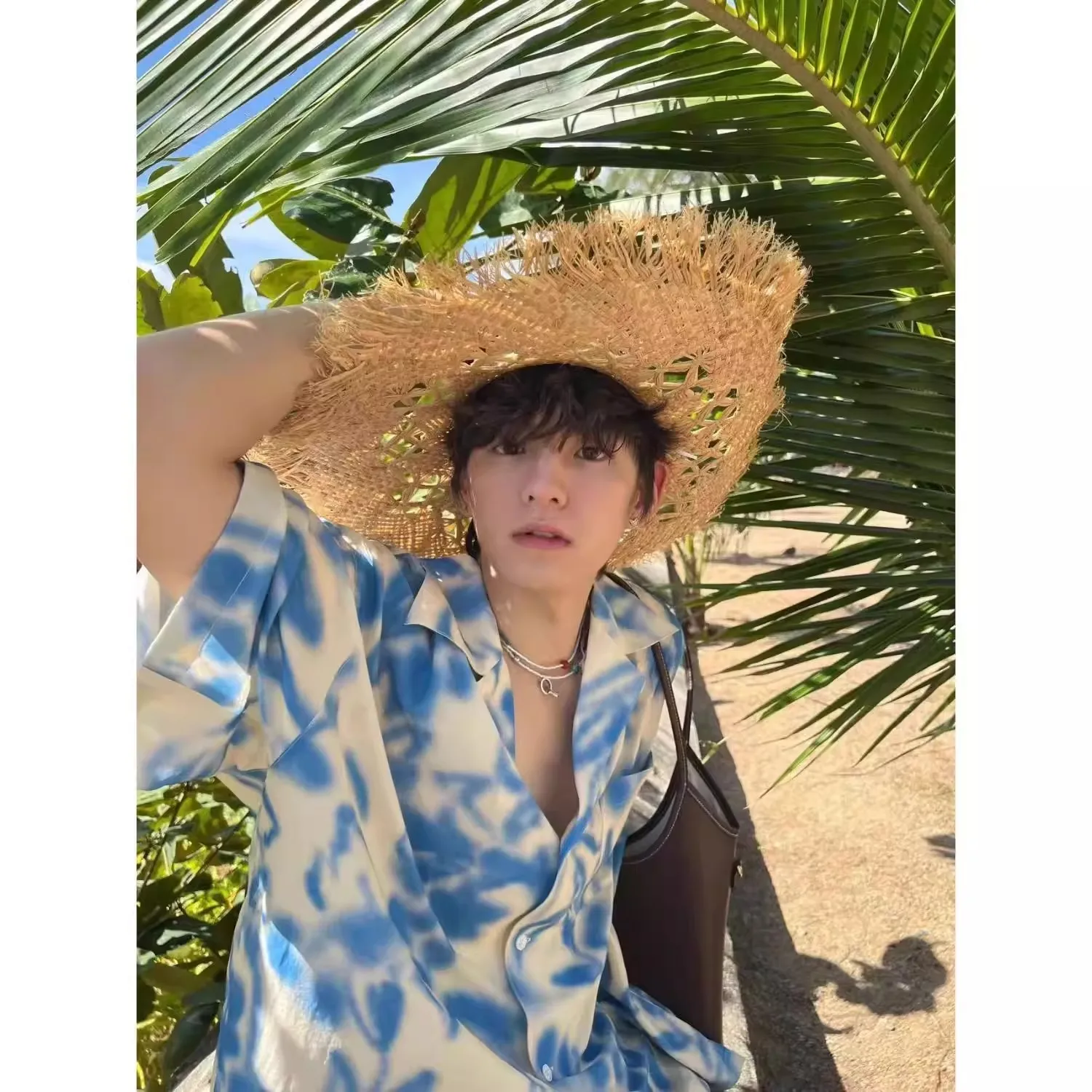 

Summer Large Size 300 Pounds Hong Kong Style Retro Vacation Loose Print Beach Shirt Men's Retro Short Sleeve Shirt