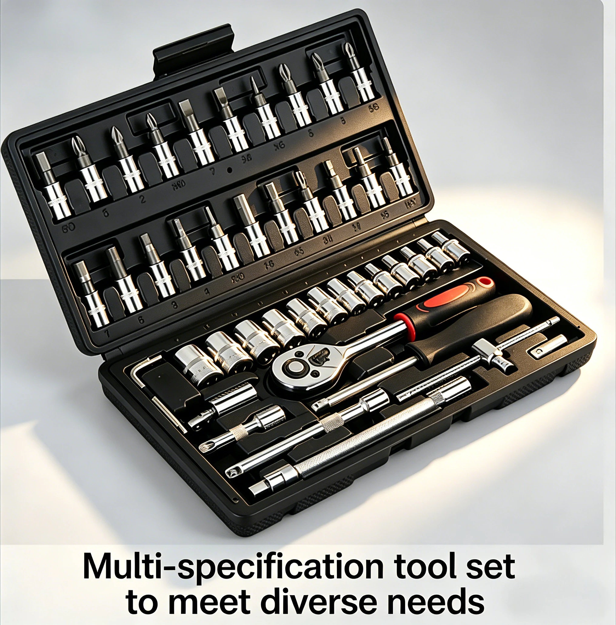 46Pcs 1/4 Inch Socket Wrench Set Ratchet Torque Wrench Kit Car Motorcycle Repair Hand Tools
