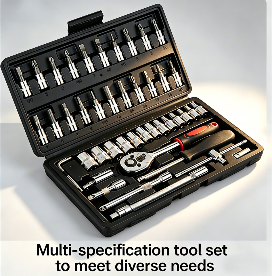  46Pcs 1/4 Inch Socket Wrench Set Ratchet Torque Wrench Kit Car Motorcycle Repair Hand Tools 