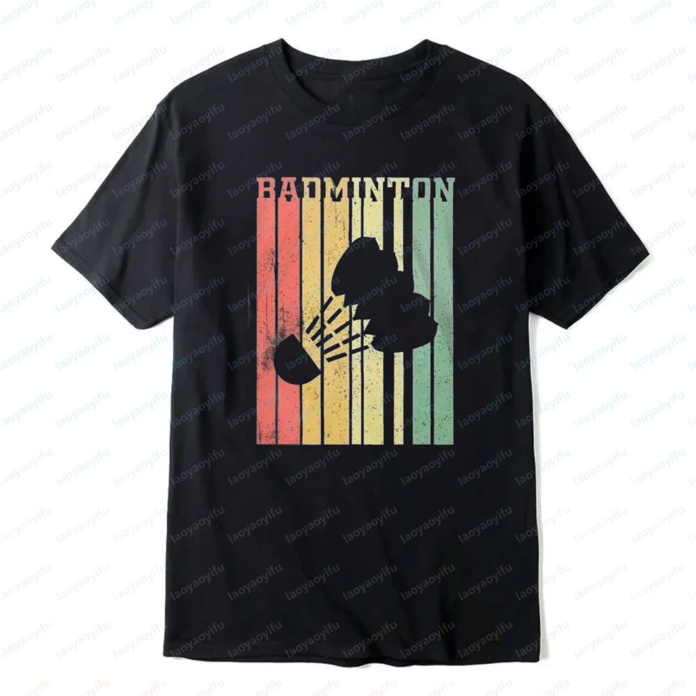 Badminton Sport Graphic Tee Vintage Style T-Shirt for Men Shuttlecock Fashion Streetwear Short-sleev Trendy Tops Athletic Wear