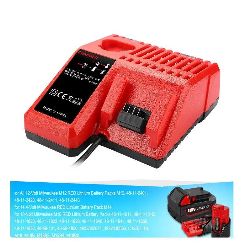 3A Li-ion Battery Charger for Milwaukee for M12 M18 48-11-1815 48-11-1828 48-11-2401 48-11-2402 EU Plug 110-240V Hight quality