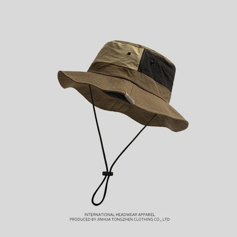 Japanese Style Color Block Bucket Hat Breathable Summer Sun Hat Outdoor Sports Hiking Camping Visor Cap Men Women Unisex Fashion