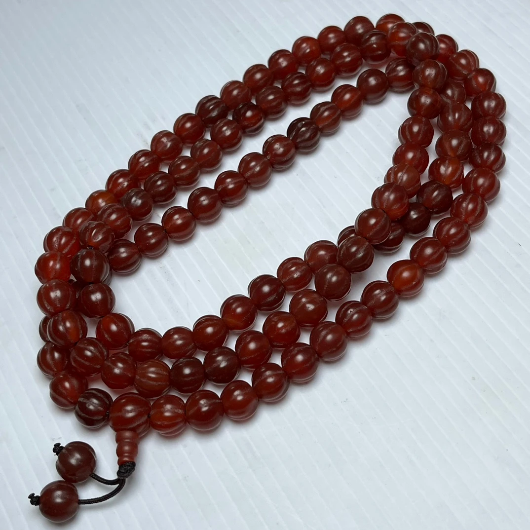 

Natural Red Agate Mala Beads 108 Necklace Sweater Chain Men Women Red Agate Stone Pumpkin Beads Multilayer Tassel Charm Bracelet