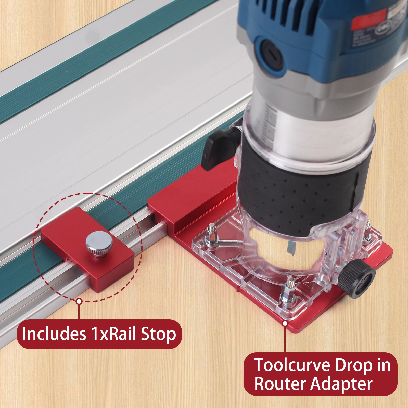 

1Set Guide Rail Adapter, Straight Line Milling Groove Aluminum Alloy Auxiliary Bracket with limiter Compatible Most Router