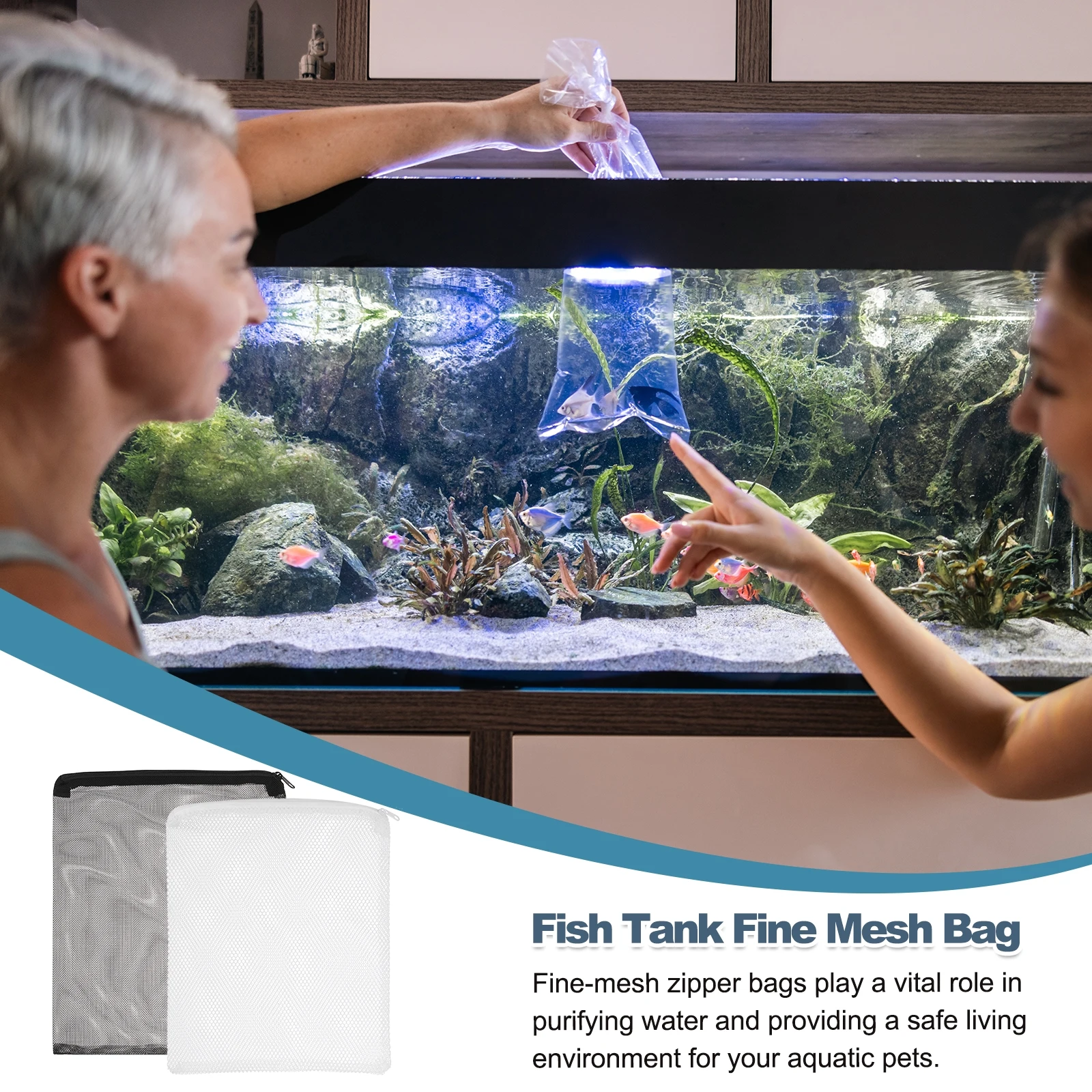 10Pcs Aquarium Filter Media Bags Fish Tank Fine Mesh Bag with Zipper Reusable Versatile Intended for Fish Pond Ceramic Rings view 6
