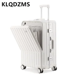 KLQDZMS-Valise d'embarquement pour ordinateur portable avec cadre en aluminium, valise de voyage à main, bagages PC, ouverture avant, chargement USB, 20 po, 24 po