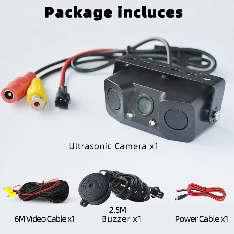 

3 In 1 Parktronic Car Video Parking Sensor Kit Radar Visible LED Display System Backup Monitor Reversing Camera Alarm night