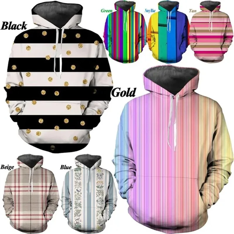 Popular Personality Stripe 3D Printing Hoodies MenWomen Long Sleeve Casual Hoodie Loose Fashion Graphic Sweatshirts Pullovers