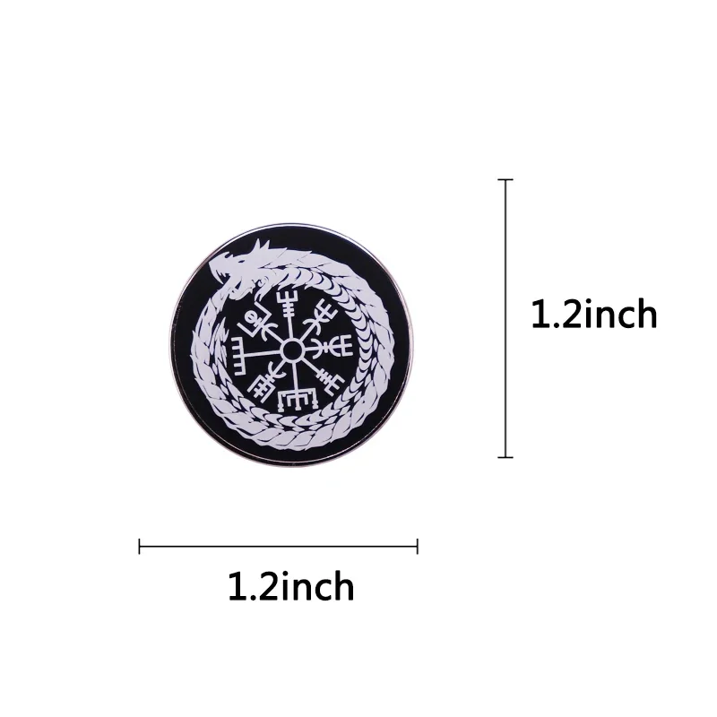 Dragon Ouroboros Vegvisir Viking Compass Enamel Pin Infinity Rebirth Nordic Tattoo Art Badge