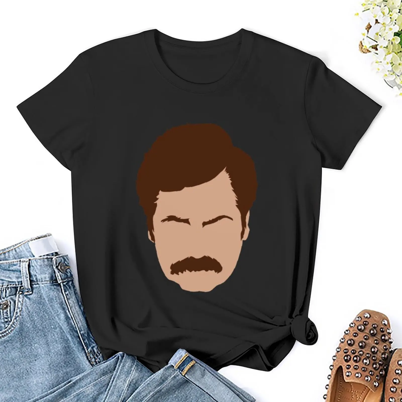 Camiseta de Ron Swanson para mujer, moda coreana, tops de verano, vestido de camiseta occidental