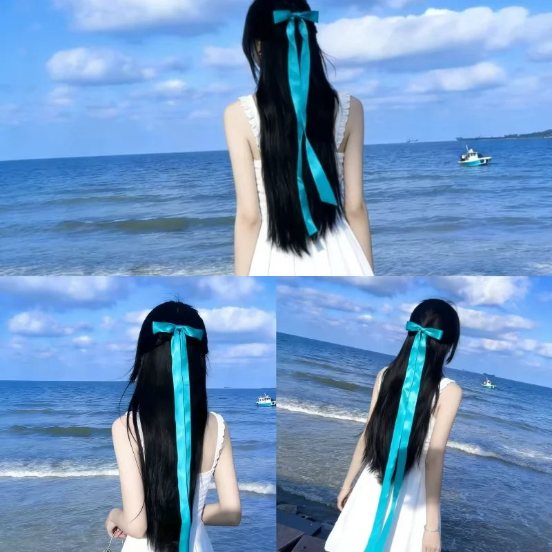 

Hatsune Miku extra long bow ribbon hair clip JK accessory duckbill clip women's ballet top clip