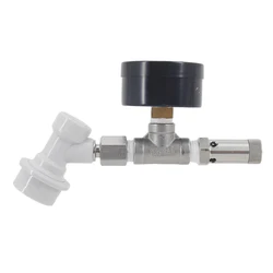 Ball Lock Quick Disconnect with Pressure Gauge and Adjustable PRV Spunding Valve 0-30 psi Homebrew Kegging Pressure Transfer