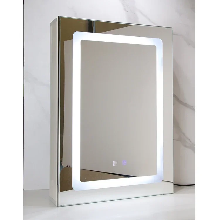 washroom anti fog aluminum bathroom wall standing cabinets led mirror console cabinet medicine waterproof