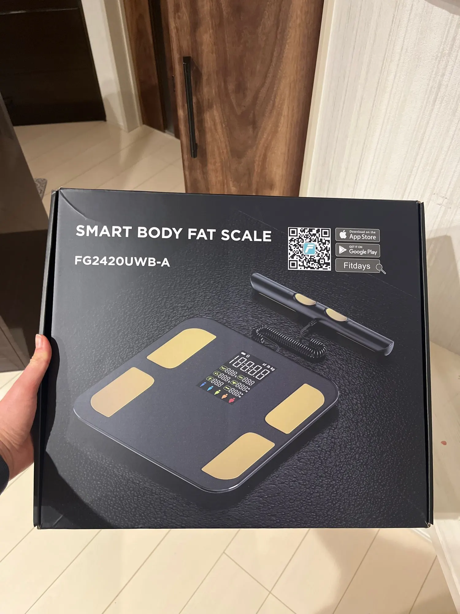 Smart Body Composition Scale with Handheld Sensor – 1.5 m Spiral Cable | Fitness & Health Tracker