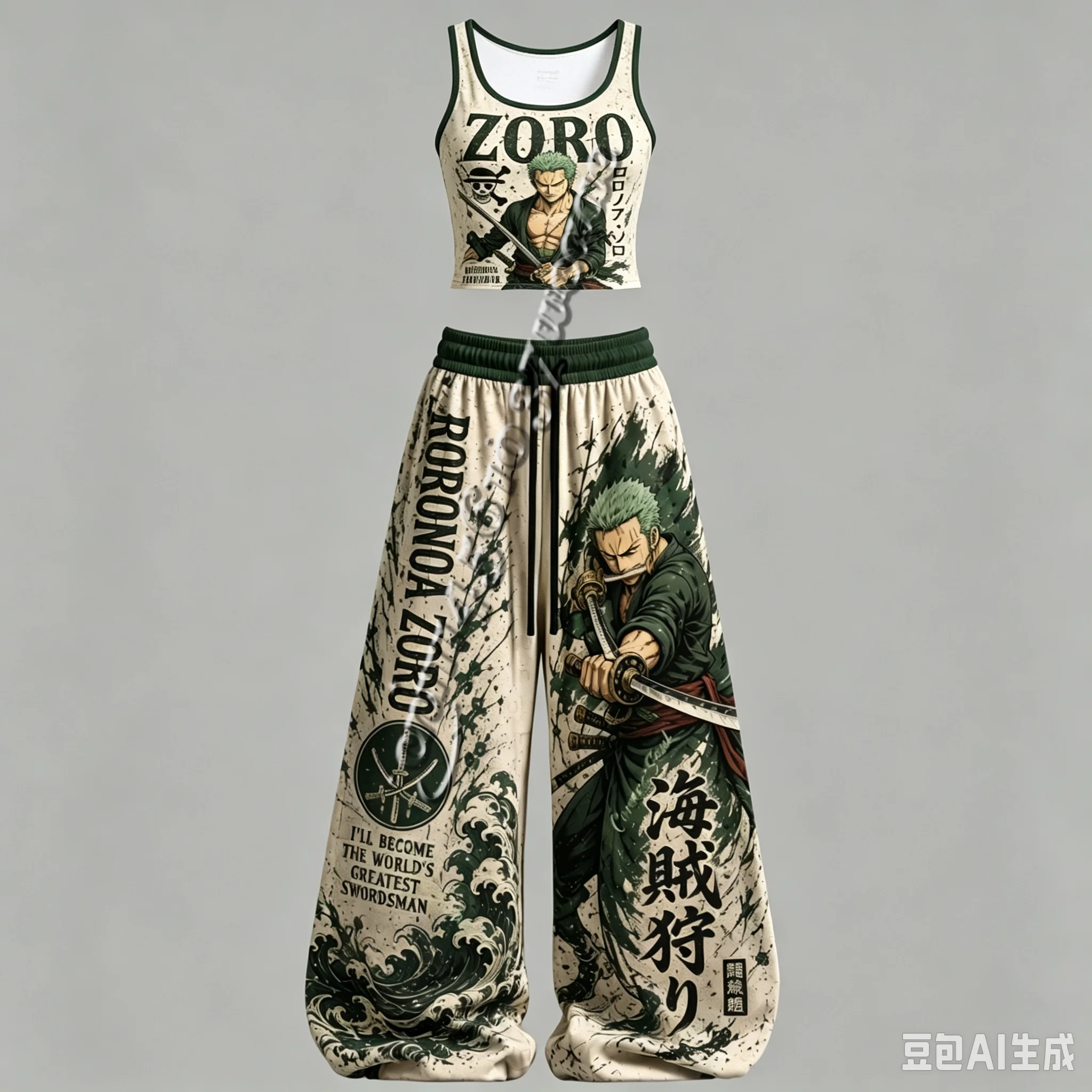 Neues One Piece Anime-Charakter Tanktop und Weite Hose Set für Männer und Frauen, Unisex Casual 2-Teiliges Outfit, Familienoutfit – Detail 8