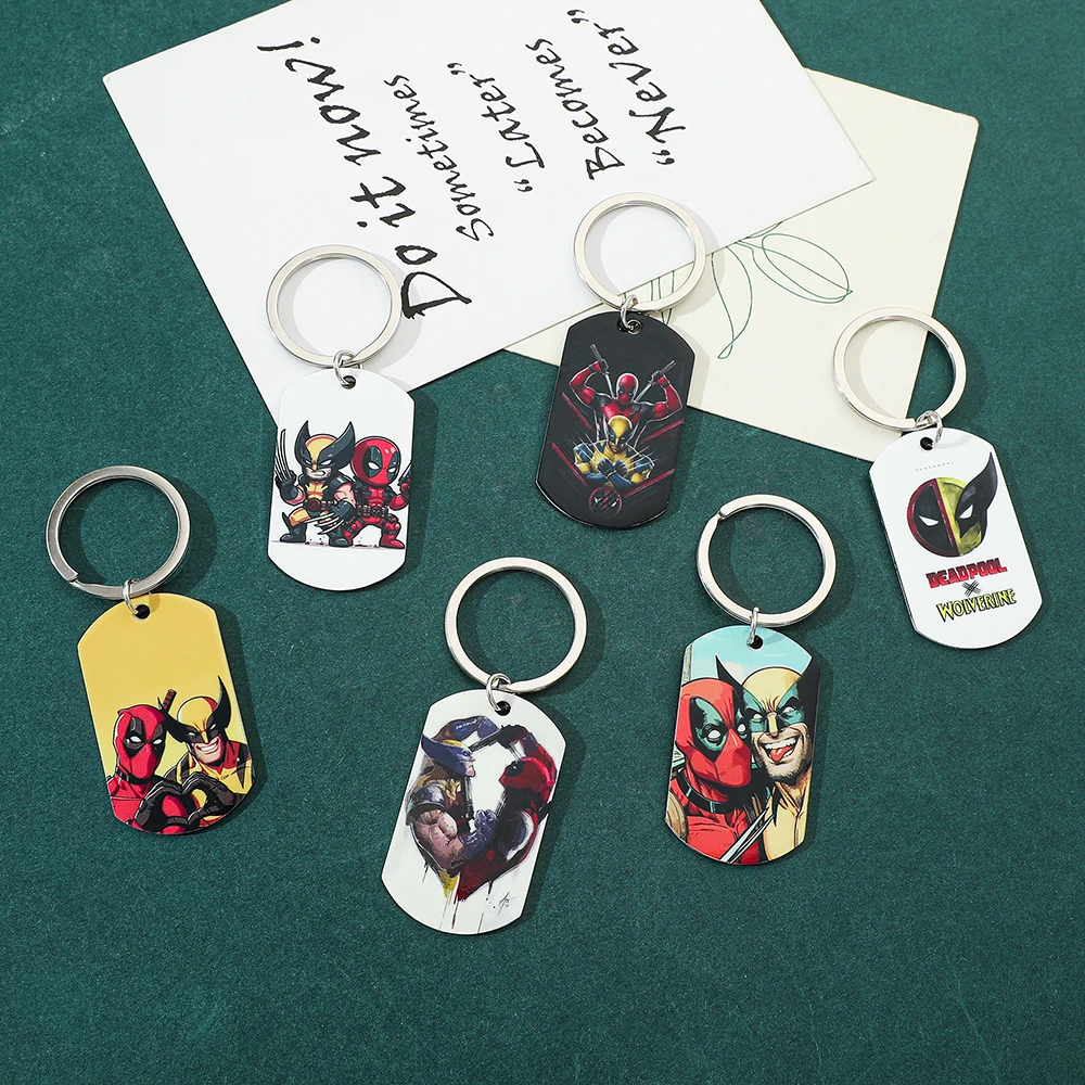 Disney Marvel Deadpool and Wolverine Keychain Deadpool Pendant Keychain Fashion Superhero Wolverine Backpack Travel Accessories