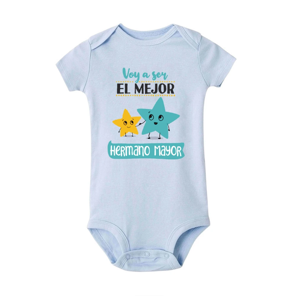 I Will Become The Best Brother in The World Spanish Print Baby Romper Pregnancy Announcement Infant Bodysuit Newborn Jumpsuits