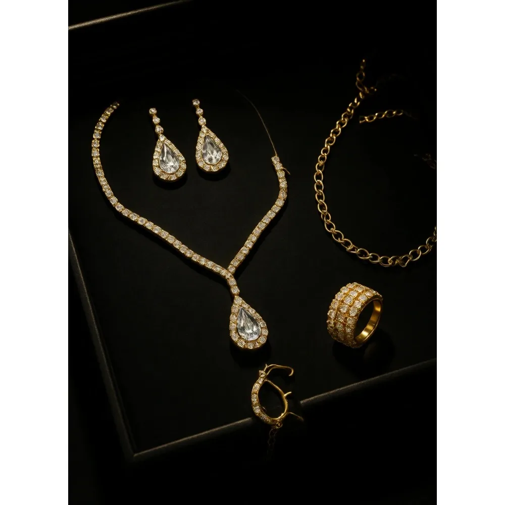 

Набор из 5 предметов: сверкающий вечерний комплект (клатч, ожерелье, серьги, браслет) для выпускного вечера и свадьбы