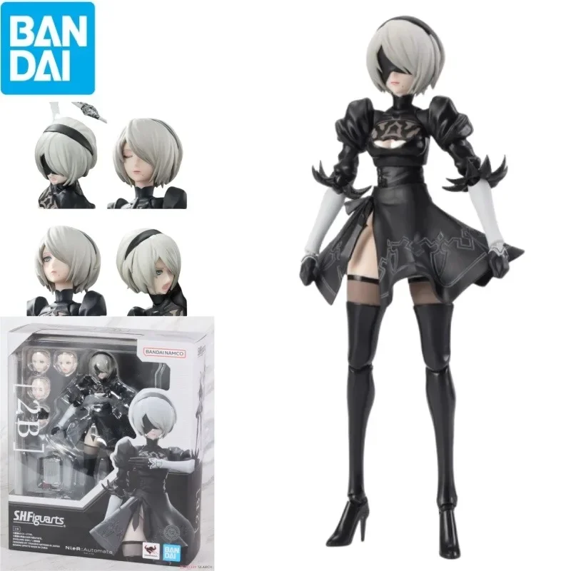 Bandai in Stock Original S.H.Figuarts NieR:Automata Ver1.1a Anime Figure 2B Action Figures Toys for Boys Girls Kids Gifts Model