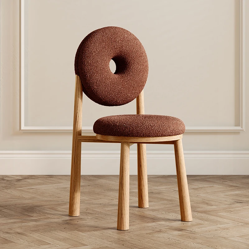 Stretch Minimalist Brown Dining Chair Cushion Round Comfortable Room Dining Chair Design Nordic Sedie Sala Da Pranzo Furniture