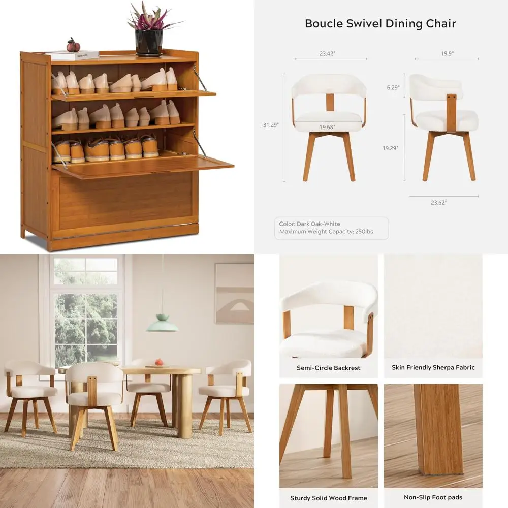 طقم كراسي طعام منجدة حديثة لمنتصف القرن مكون من قطعتين بأذرع وأرجل خشبية، مثالية للمطبخ ومنطقة الطعام