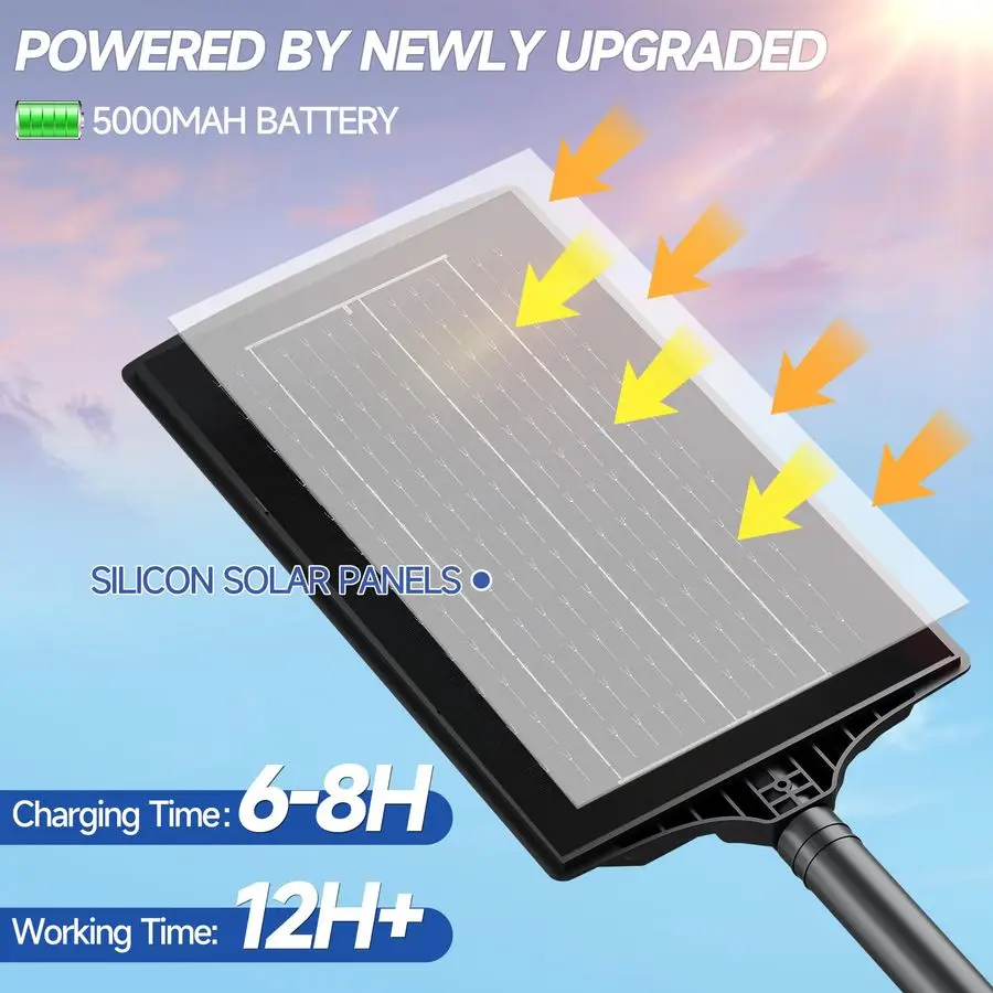 أضواء الشوارع في الهواء الطلق، 6500K خارج إضاءة مقاومة للماء ضوء الشارع من الغسق إلى الفجر، مصابيح زاوية واسعة مع مستشعر حركة أمبير عن بعد #6