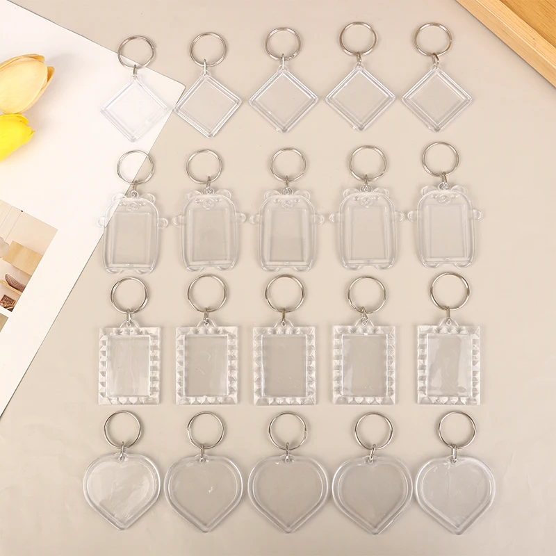 جديد 5 قطعة واضح الدب الاكريليك إطار صور فارغ المفاتيح إدراج إطار الصورة الصورة مفتاح حامل DIY إطار الصورة كيرينغ حقيبة