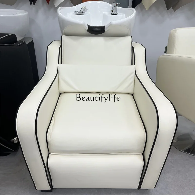 Barber Shop Small Shampoo Chair Sitting Hair Washing Recliner Hair Salon for Hair Salon Ceramic Basin