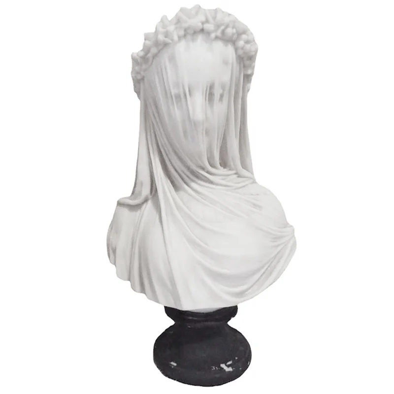 Veiled Maiden Bust Statue Gothic Home Decor Abstract White Resin Sculpture Goddess Statue Crafts Home Aesthetics