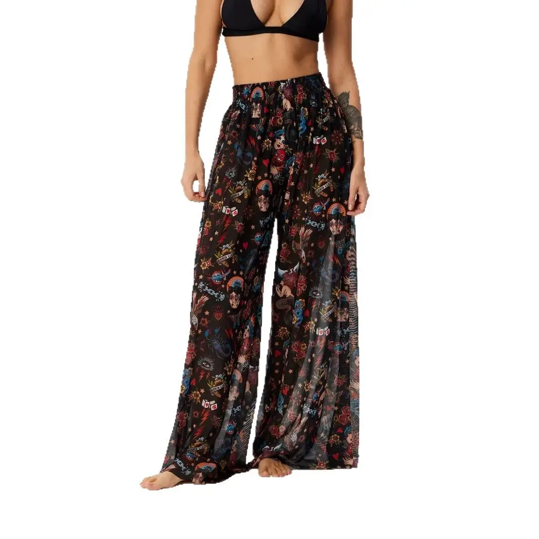 مثير لي السراويل واسعة الساق عالية الخصر سليم مستقيم عارضة السراويل الطويلة للنساء Faionable كل مباراة Sle ألياف البوليستر