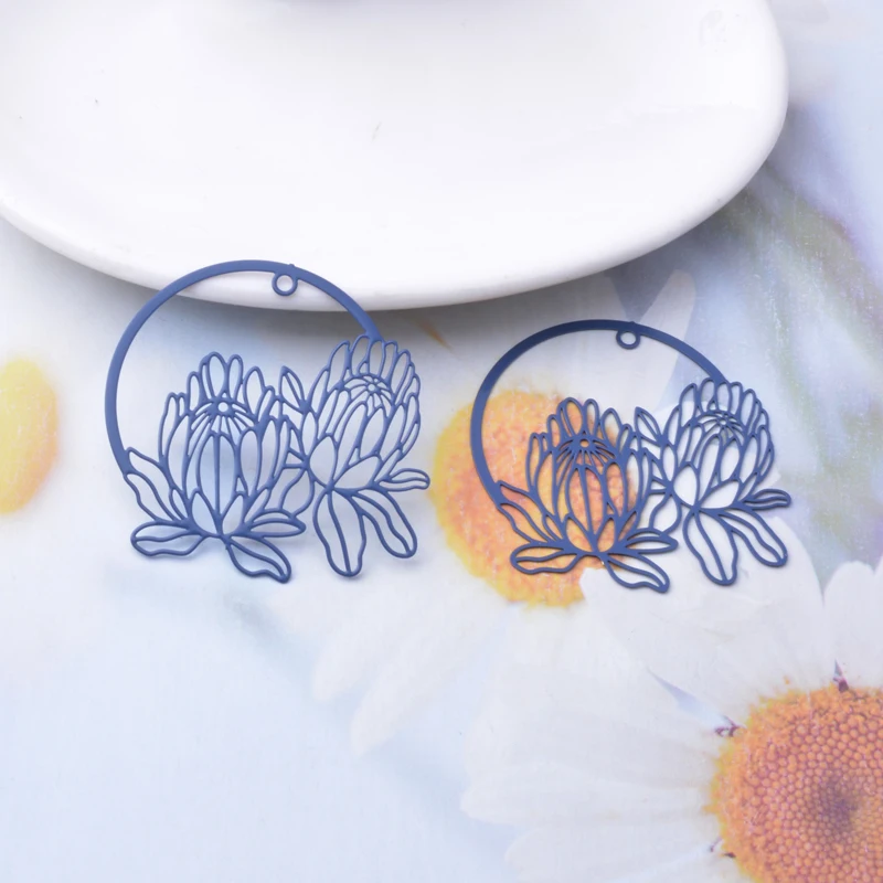 30 Stück AB7615 40*38mm Messing Bemalte Königliche Protea-Blumen Anhänger DIY Schmuck Ohrring Zubehör – Detail 8