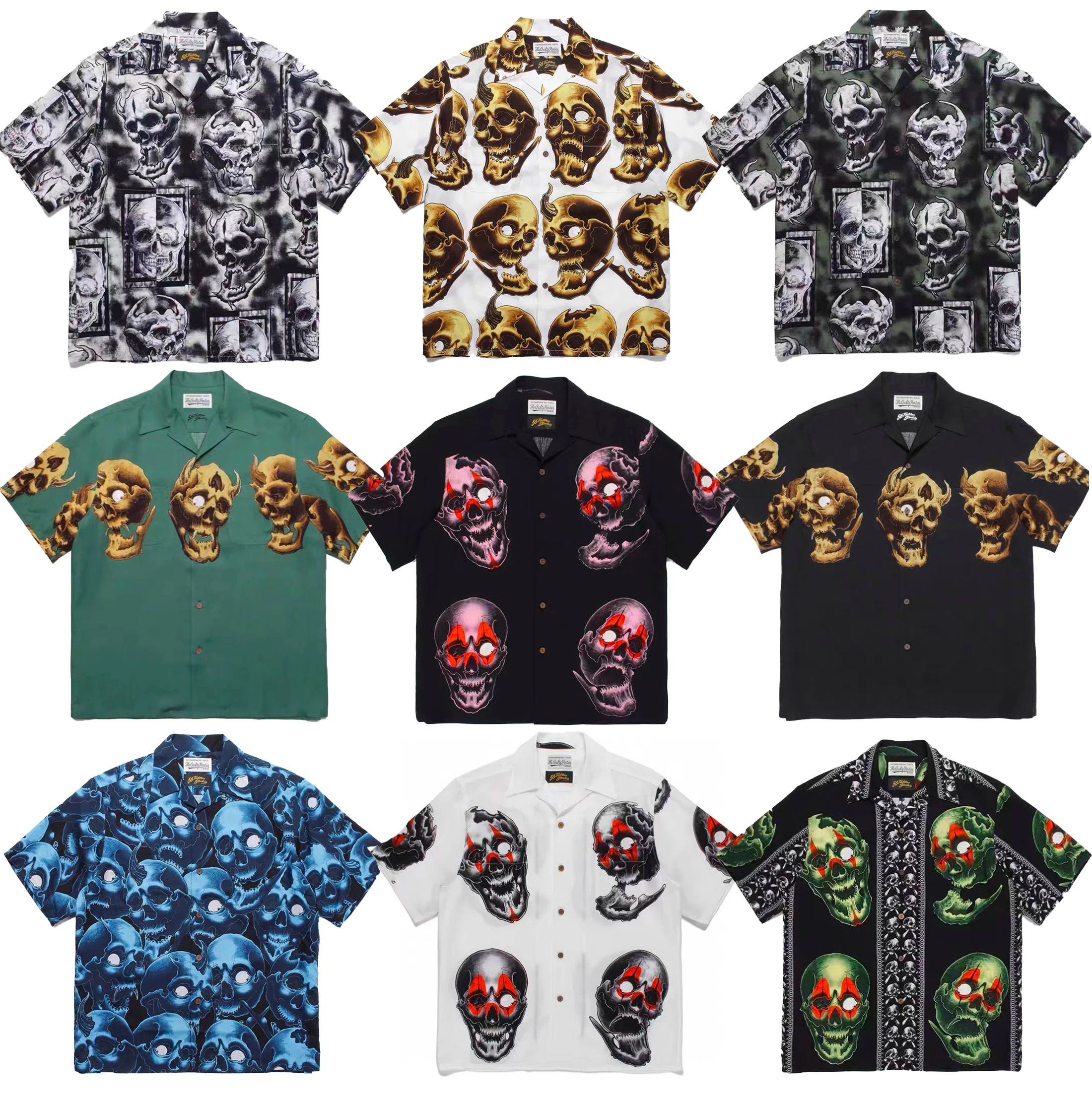 

Мужская футболка Life Wao Maria с коротким рукавом, повседневная гавайская футболка с принтом тигрового черепа, свободный крой, летняя модная винтажная модель