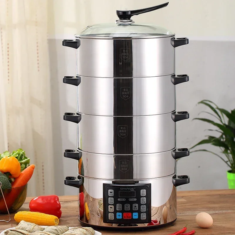 32cm household multifunctional electric steamer steamer 304 stainless steel large capacity smart steamer 220v