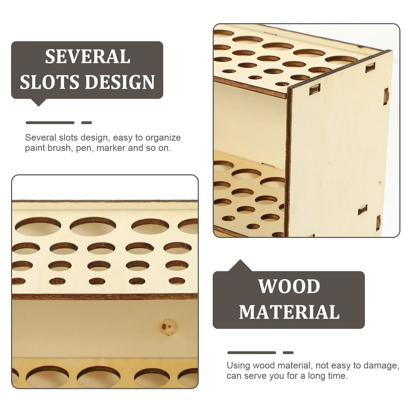 

Wood Paint Brush Holder Large Capacity Pen Storage Rack Organizer Pencil Brush Organizer for Desktop Art Supplies Storage