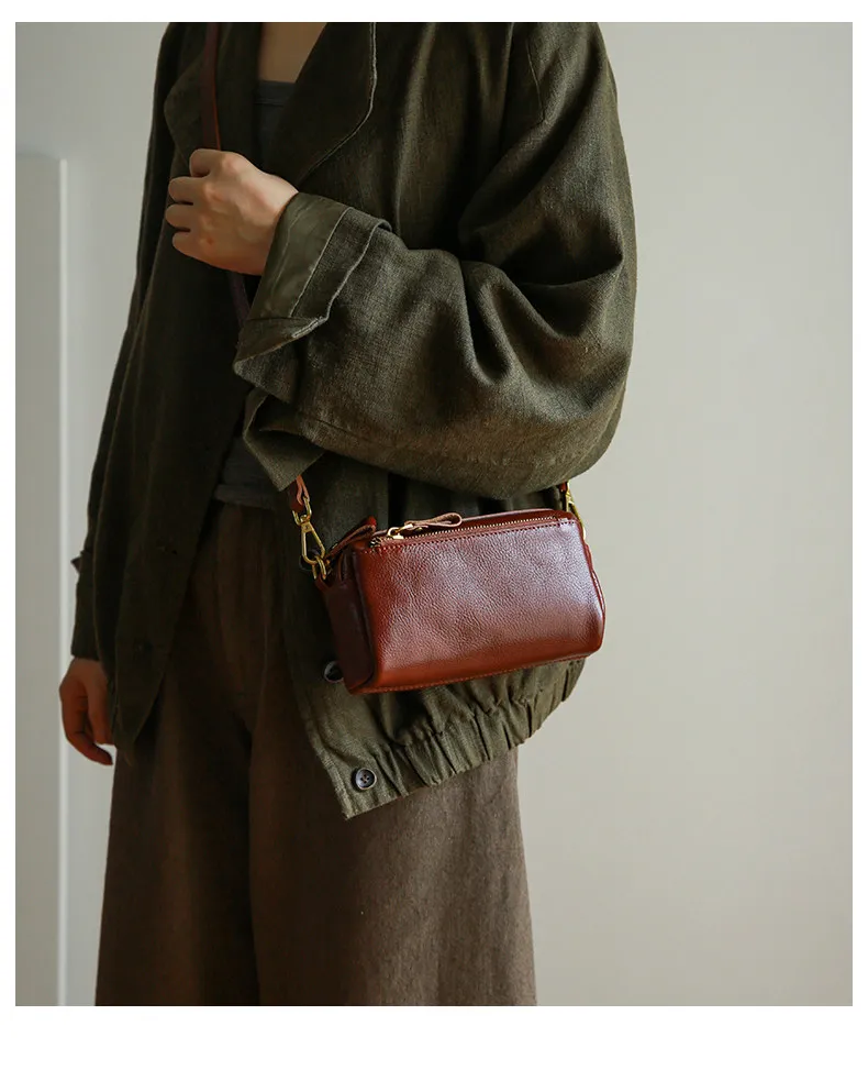 Modische, handgefertigte Damen-Umhängetasche aus echtem Leder, ideal für Wochenendausflüge, luxuriöse Qualität, hochwertige Rindsledertasche. – Detail 8