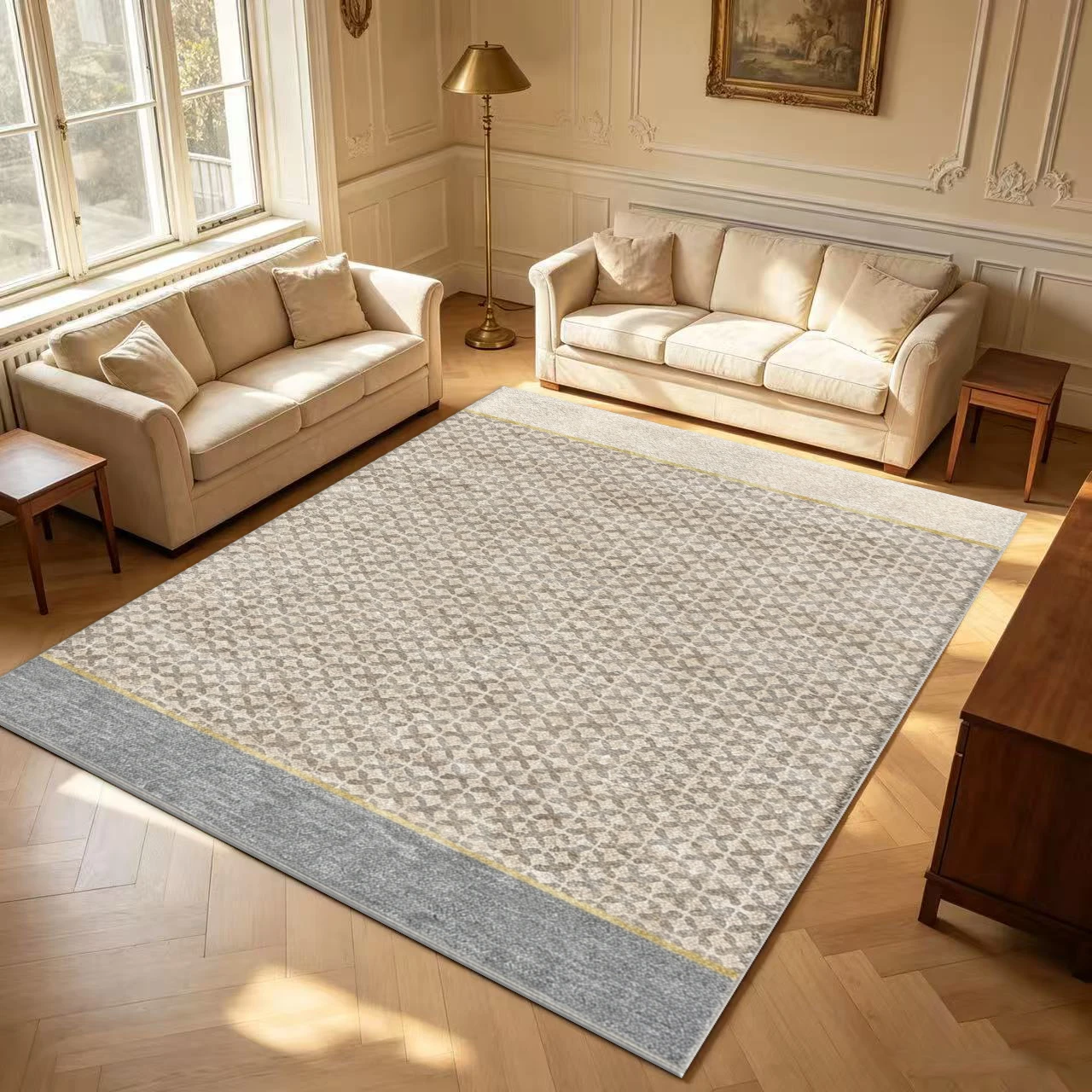 Boho Geometric Cross Pattern Carpet Flooring Soft Indoor Area Rug for Living Room Bedroom Apartment Home Decor